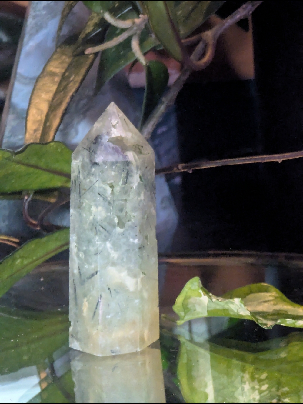 LAST CALL Green Prehnite Tower w/ Epidote Inclusions - Picture 6 of 8